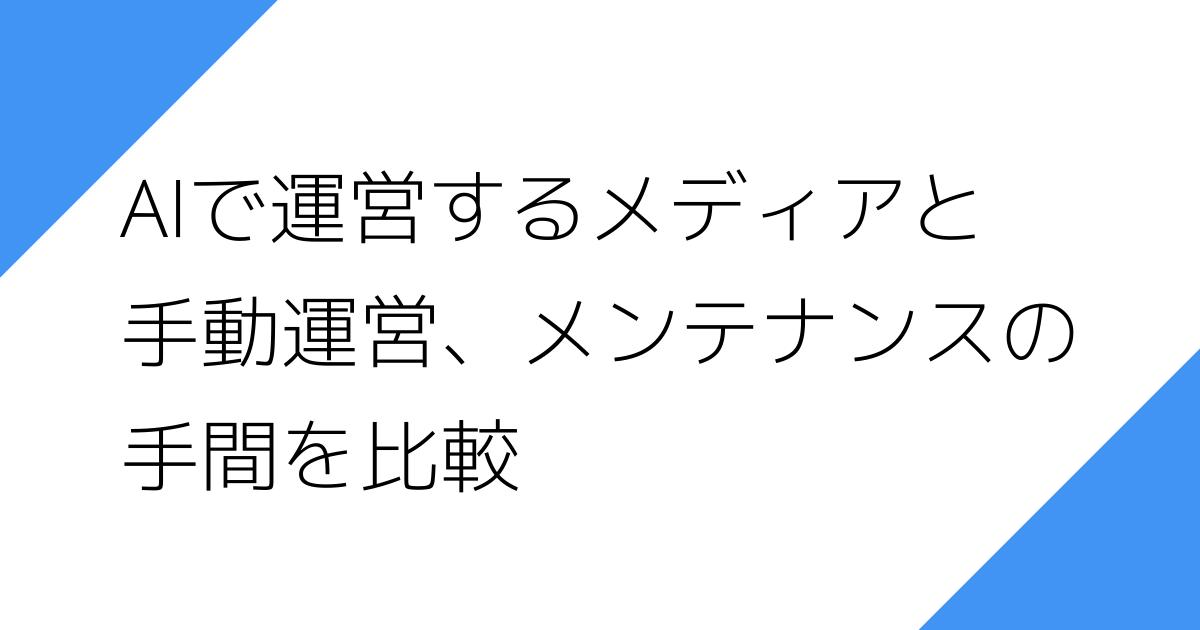 AIで運営するメディアと
手動運営、メンテナンスの
手間を比較